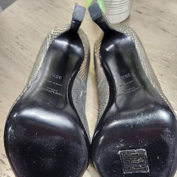 Saint Laurent Gold Metallic Calfskin Paris 105 Escarpin Stiletto Pumps 35.5 5.5 - Picture 4 of 7